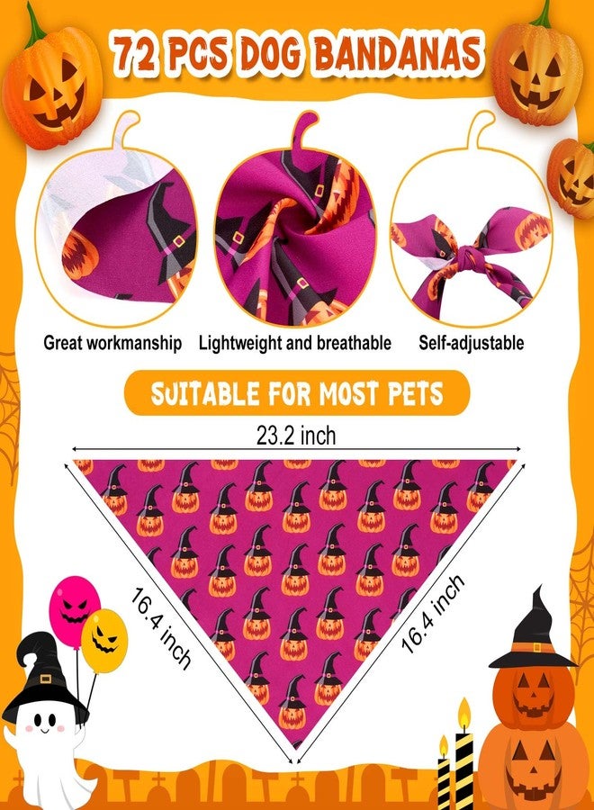 Bunnycool 72 Pcs Halloween Dog Bandanas Bulk Pumpkin Triangle Scarf Cat Bibs Puppy Scarf Pet Bandanas Photo Props Accessories for Puppy Cat Halloween Birthday Party Costume - Image 2